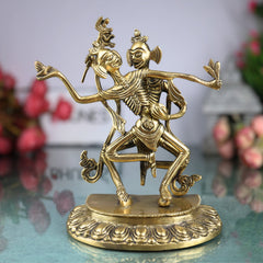 Brass Dancing Skeleton Showpiece, Handmade Peetal Anatomical Figurine, Pital Bone Art Sculpture, Brass Skeleton Home Decor, Gold, 8 Inch, 1 Piece