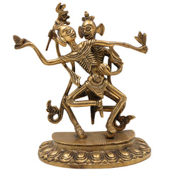 Brass Dancing Skeleton Showpiece, Handmade Peetal Anatomical Figurine, Pital Bone Art Sculpture, Brass Skeleton Home Decor, Gold, 8 Inch, 1 Piece