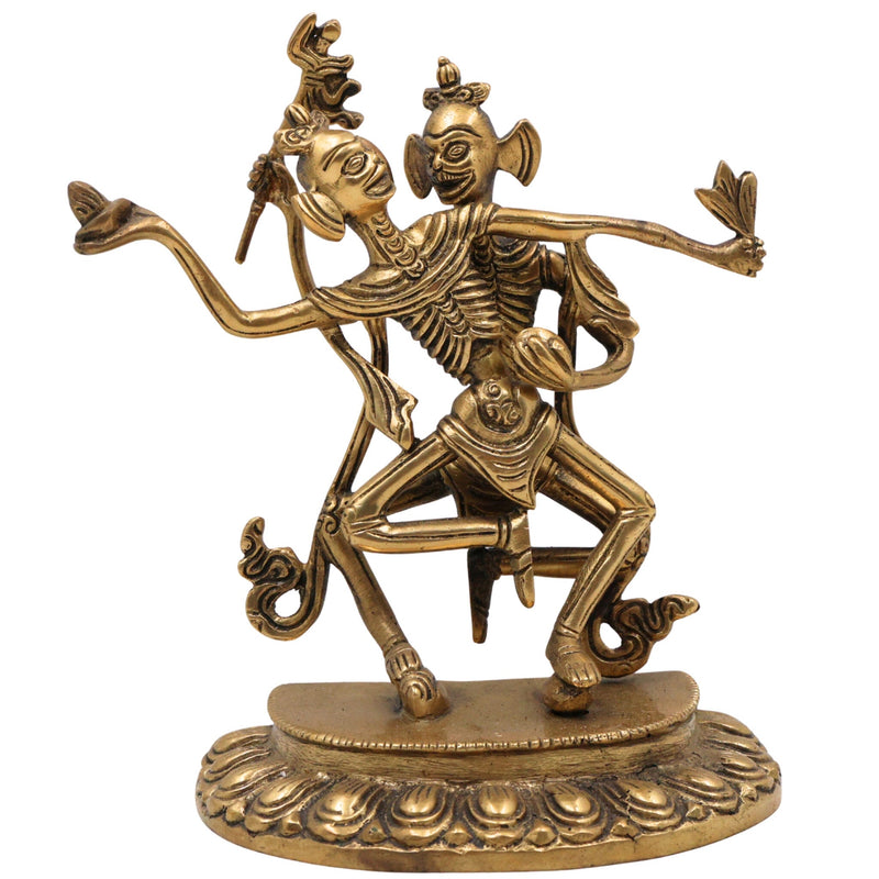 Brass Dancing Skeleton Showpiece, Handmade Peetal Anatomical Figurine, Pital Bone Art Sculpture, Brass Skeleton Home Decor, Gold, 8 Inch, 1 Piece