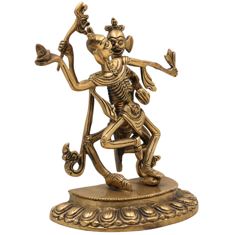 Brass Dancing Skeleton Showpiece, Handmade Peetal Anatomical Figurine, Pital Bone Art Sculpture, Brass Skeleton Home Decor, Gold, 8 Inch, 1 Piece