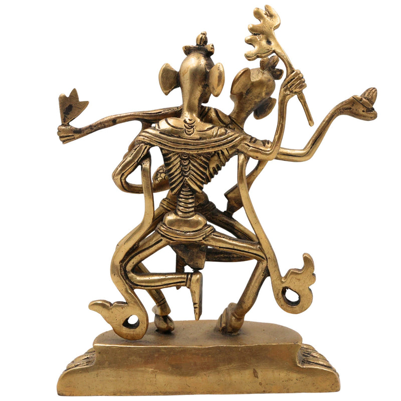 Brass Dancing Skeleton Showpiece, Handmade Peetal Anatomical Figurine, Pital Bone Art Sculpture, Brass Skeleton Home Decor, Gold, 8 Inch, 1 Piece