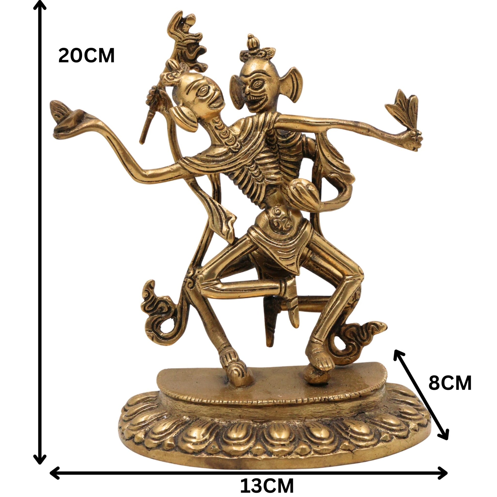 Brass Dancing Skeleton Showpiece, Handmade Peetal Anatomical Figurine, Pital Bone Art Sculpture, Brass Skeleton Home Decor, Gold, 8 Inch, 1 Piece