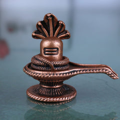 Copper Shivalingam Tamra Shiva Lingam Idol, Handcrafted Naga Aura Mahalingam, Jyotirlinga Pooja Murti, Brown, 1.5 Inch, 1 Piece