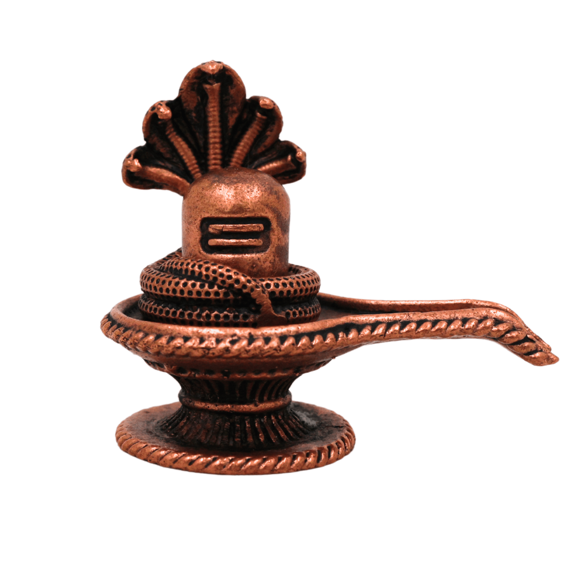 Copper Shivalingam Tamra Shiva Lingam Idol, Handcrafted Naga Aura Mahalingam, Jyotirlinga Pooja Murti, Brown, 1.5 Inch, 1 Piece