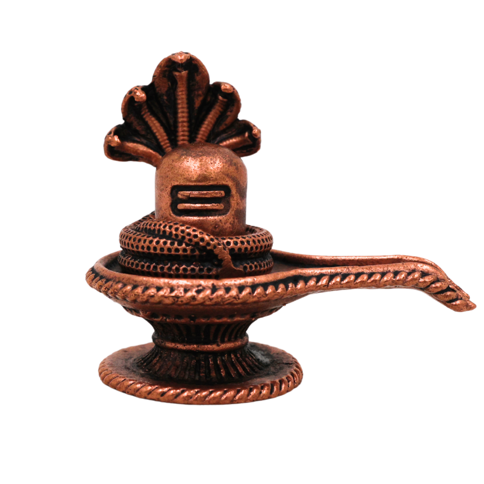 Copper Shivalingam Tamra Shiva Lingam Idol, Handcrafted Naga Aura Mahalingam, Jyotirlinga Pooja Murti, Brown, 1.5 Inch, 1 Piece