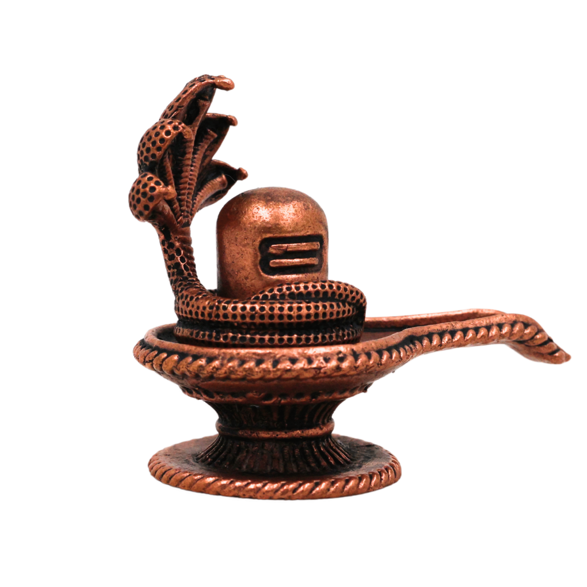 Copper Shivalingam Tamra Shiva Lingam Idol, Handcrafted Naga Aura Mahalingam, Jyotirlinga Pooja Murti, Brown, 1.5 Inch, 1 Piece