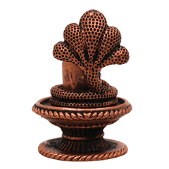 Copper Shivalingam Tamra Shiva Lingam Idol, Handcrafted Naga Aura Mahalingam, Jyotirlinga Pooja Murti, Brown, 1.5 Inch, 1 Piece