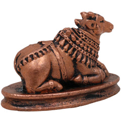 Pure Copper Nandi Idol, Handcrafted Nandikeshwara Murti, Sacred Vrishabha Nandideva Statue for Puja, Temple & Home Decor, Brown, 1 Inch, 1 Piece