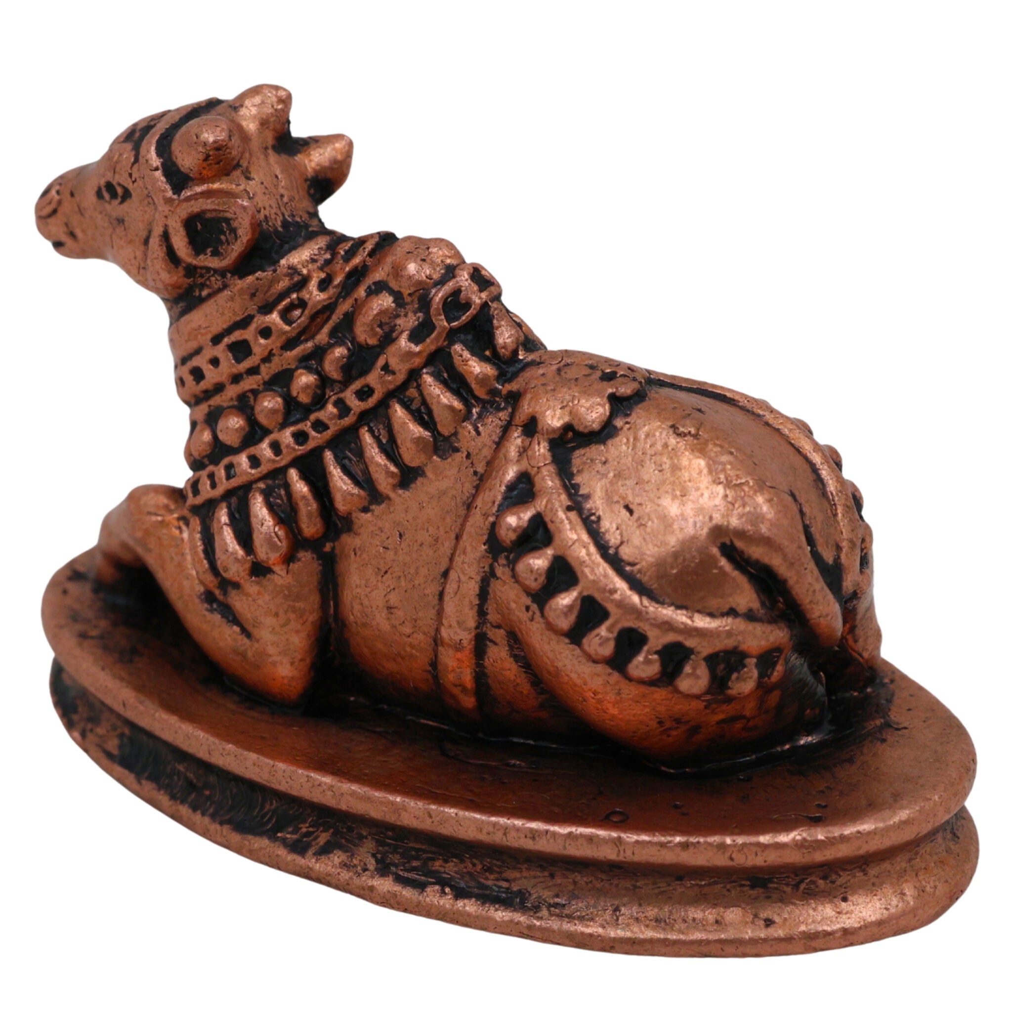 Pure Copper Nandi Idol, Handcrafted Nandikeshwara Murti, Sacred Vrishabha Nandideva Statue for Puja, Temple & Home Decor, Brown, 1 Inch, 1 Piece