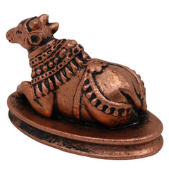 Pure Copper Nandi Idol, Handcrafted Nandikeshwara Murti, Sacred Vrishabha Nandideva Statue for Puja, Temple & Home Decor, Brown, 1 Inch, 1 Piece