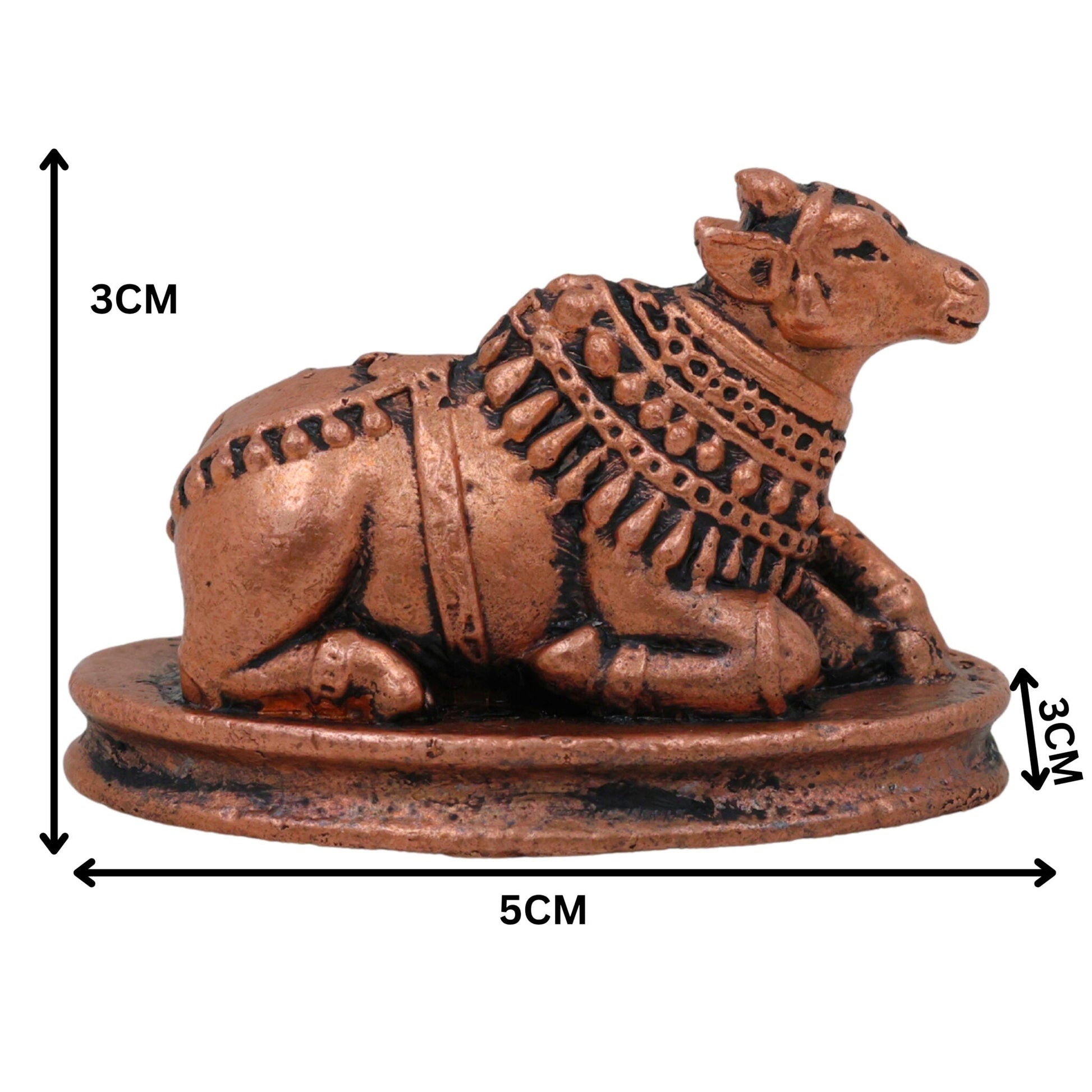Pure Copper Nandi Idol, Handcrafted Nandikeshwara Murti, Sacred Vrishabha Nandideva Statue for Puja, Temple & Home Decor, Brown, 1 Inch, 1 Piece