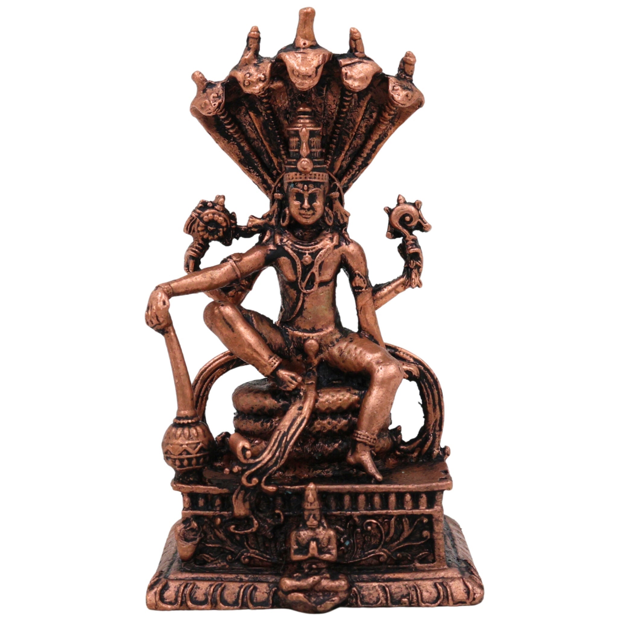 Copper Vishnu Idol, Narayana Moorti, Padmanabha Statue, Govinda Vigraham, Pooja Sculpture, Home Decor Showpiece, Brown, 3 Inch, 1 Piece