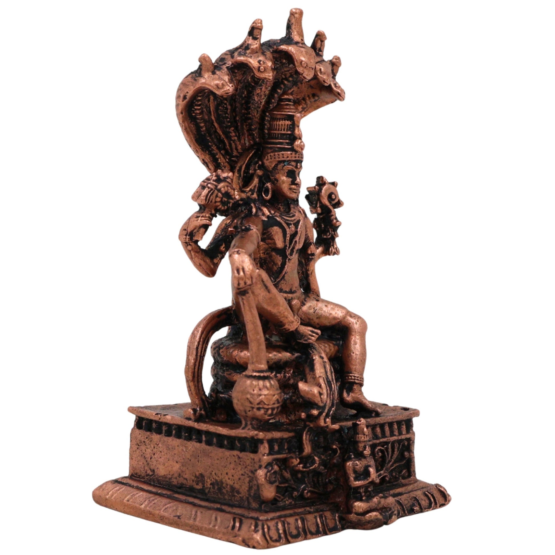 Copper Vishnu Idol, Narayana Moorti, Padmanabha Statue, Govinda Vigraham, Pooja Sculpture, Home Decor Showpiece, Brown, 3 Inch, 1 Piece