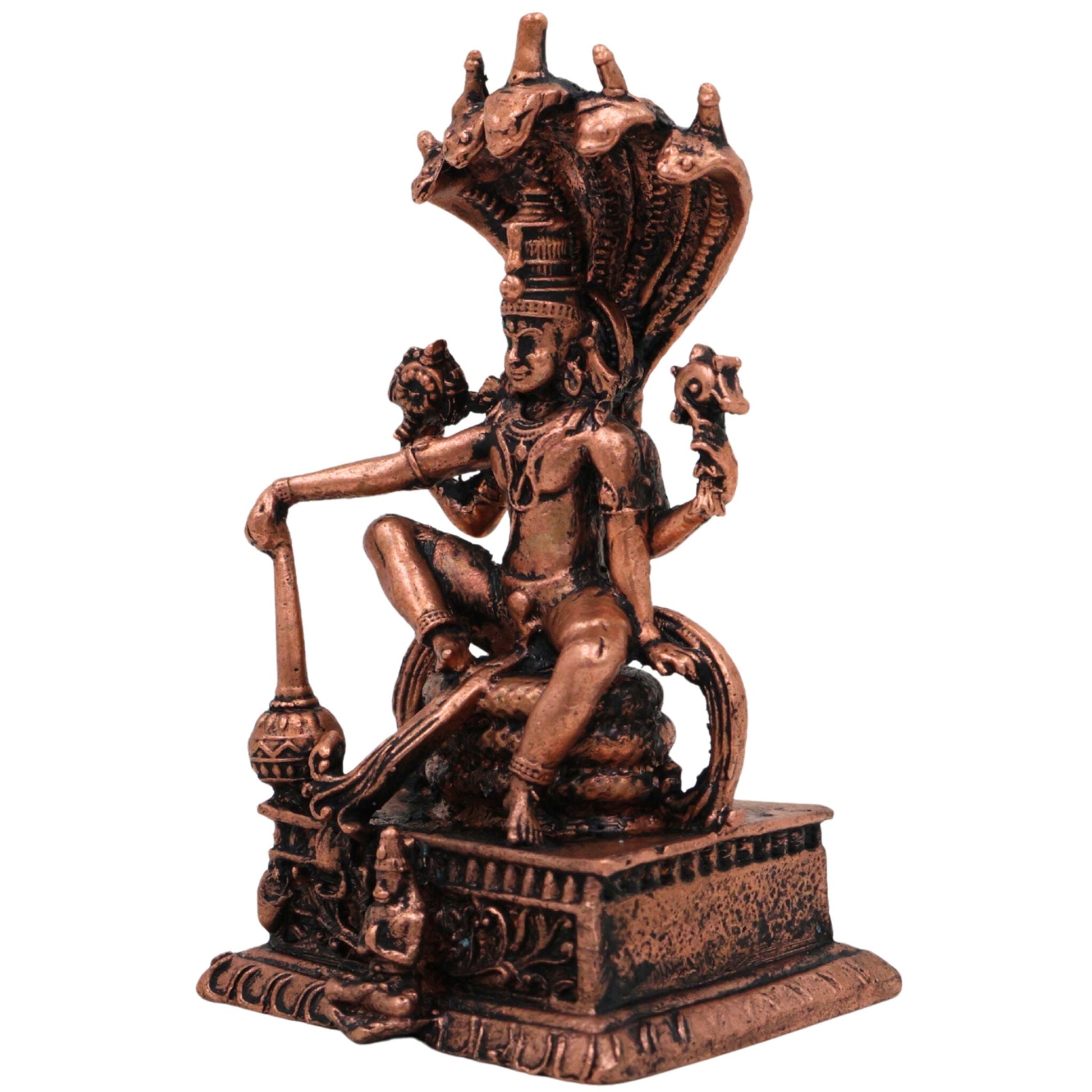 Copper Vishnu Idol, Narayana Moorti, Padmanabha Statue, Govinda Vigraham, Pooja Sculpture, Home Decor Showpiece, Brown, 3 Inch, 1 Piece