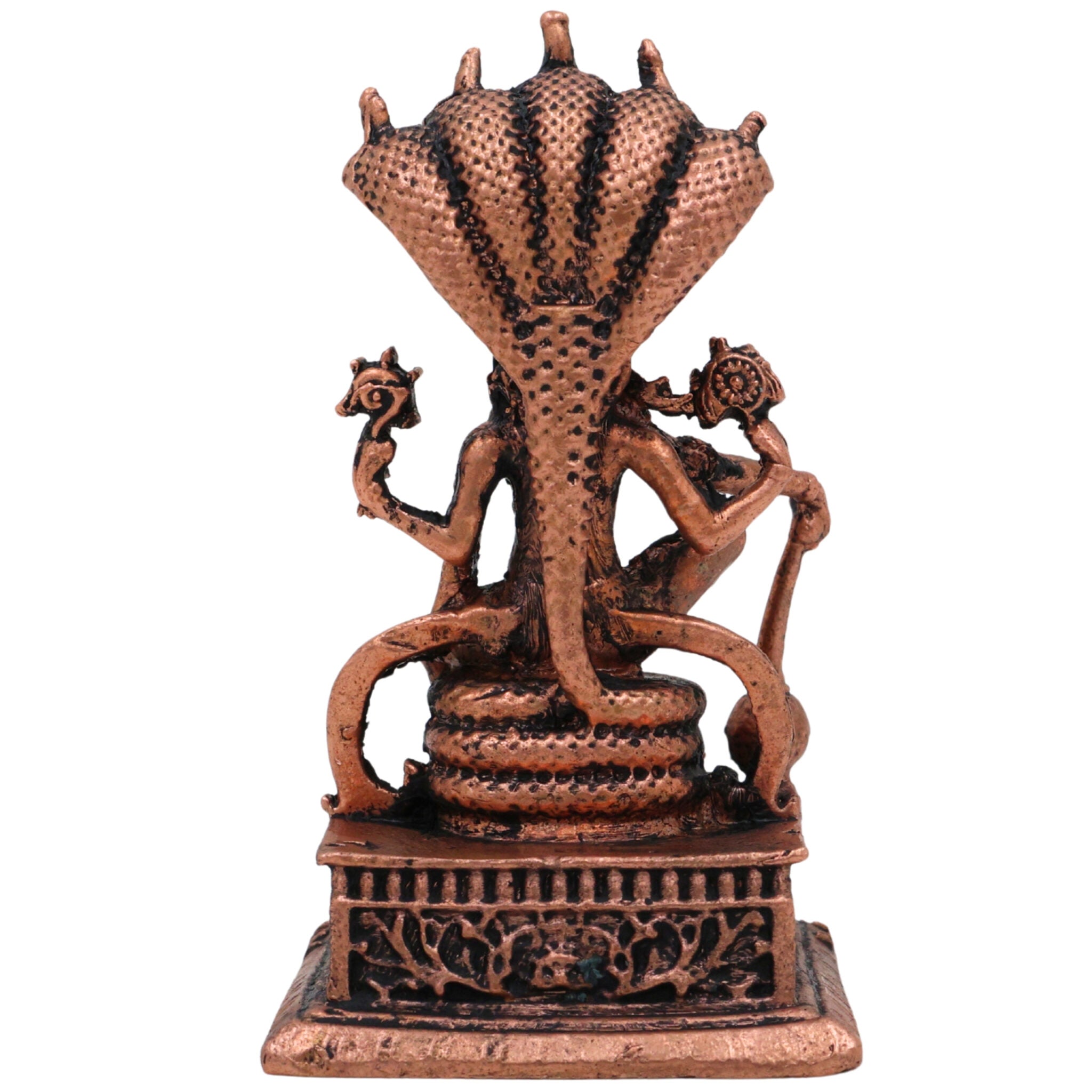 Copper Vishnu Idol, Narayana Moorti, Padmanabha Statue, Govinda Vigraham, Pooja Sculpture, Home Decor Showpiece, Brown, 3 Inch, 1 Piece