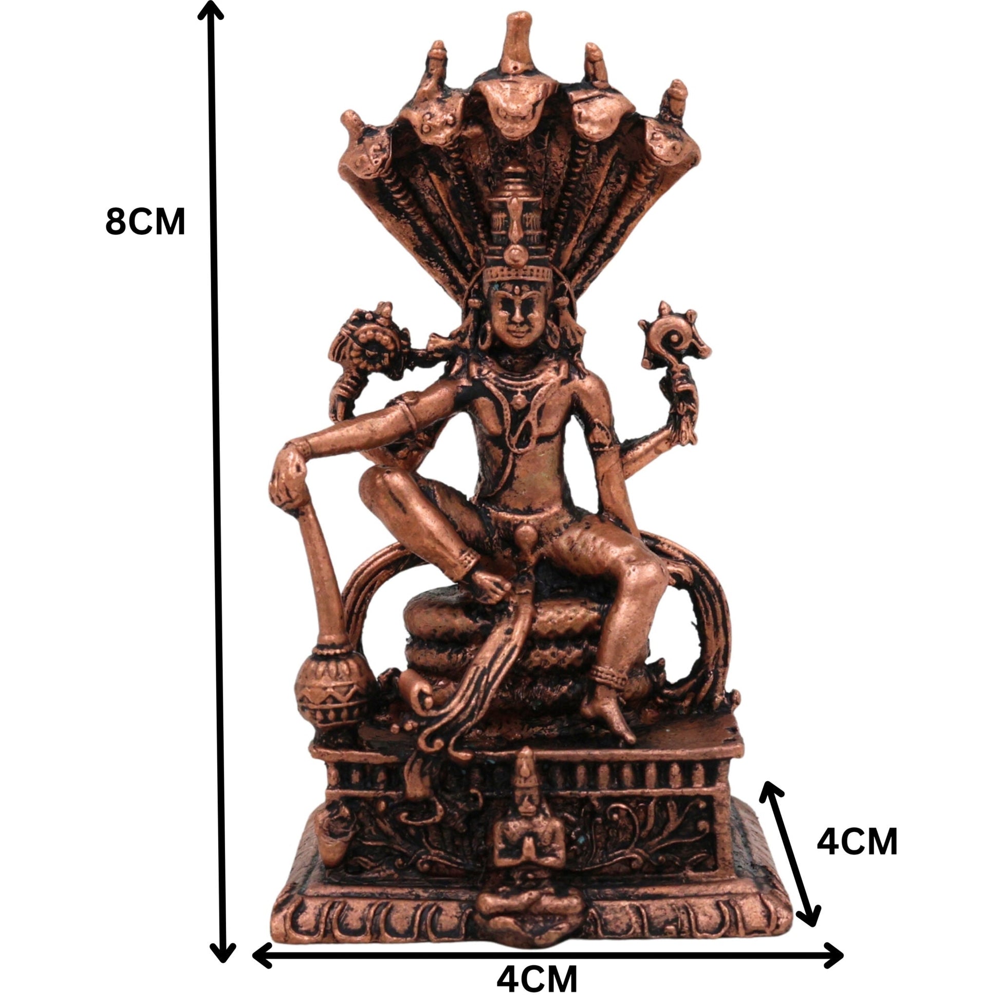 Copper Vishnu Idol, Narayana Moorti, Padmanabha Statue, Govinda Vigraham, Pooja Sculpture, Home Decor Showpiece, Brown, 3 Inch, 1 Piece