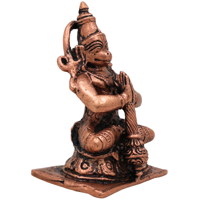 Copper Hanuman Idol, Maruti / Bajrangbali / Anjaneya Murti for Pooja, Home Decor, Gifts & Temple Sculpture, Brown, 2.5 Inch, 1 Piece