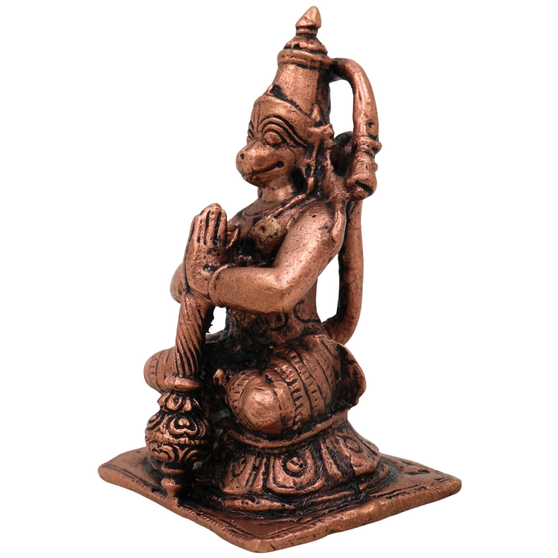 Copper Hanuman Idol, Maruti / Bajrangbali / Anjaneya Murti for Pooja, Home Decor, Gifts & Temple Sculpture, Brown, 2.5 Inch, 1 Piece