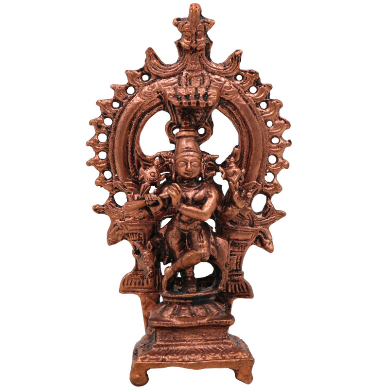 Brass Krishna Idol, Bal Gopal Murti, Copper Krishna Statue for Pooja & Decor, Brown, 3 Inch, 1 Piece