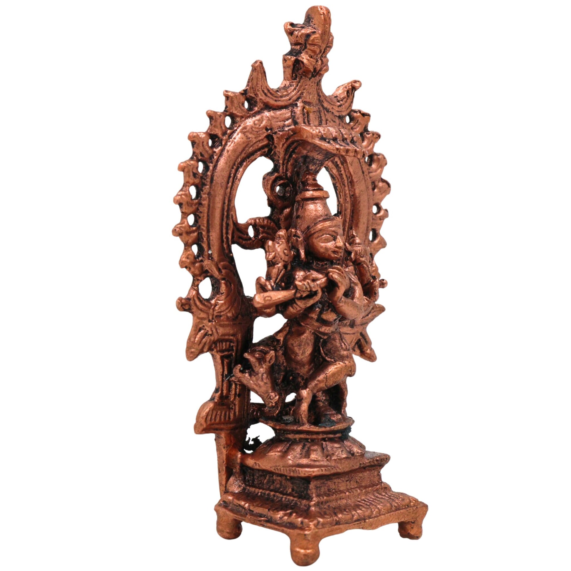 Brass Krishna Idol, Bal Gopal Murti, Copper Krishna Statue for Pooja & Decor, Brown, 3 Inch, 1 Piece