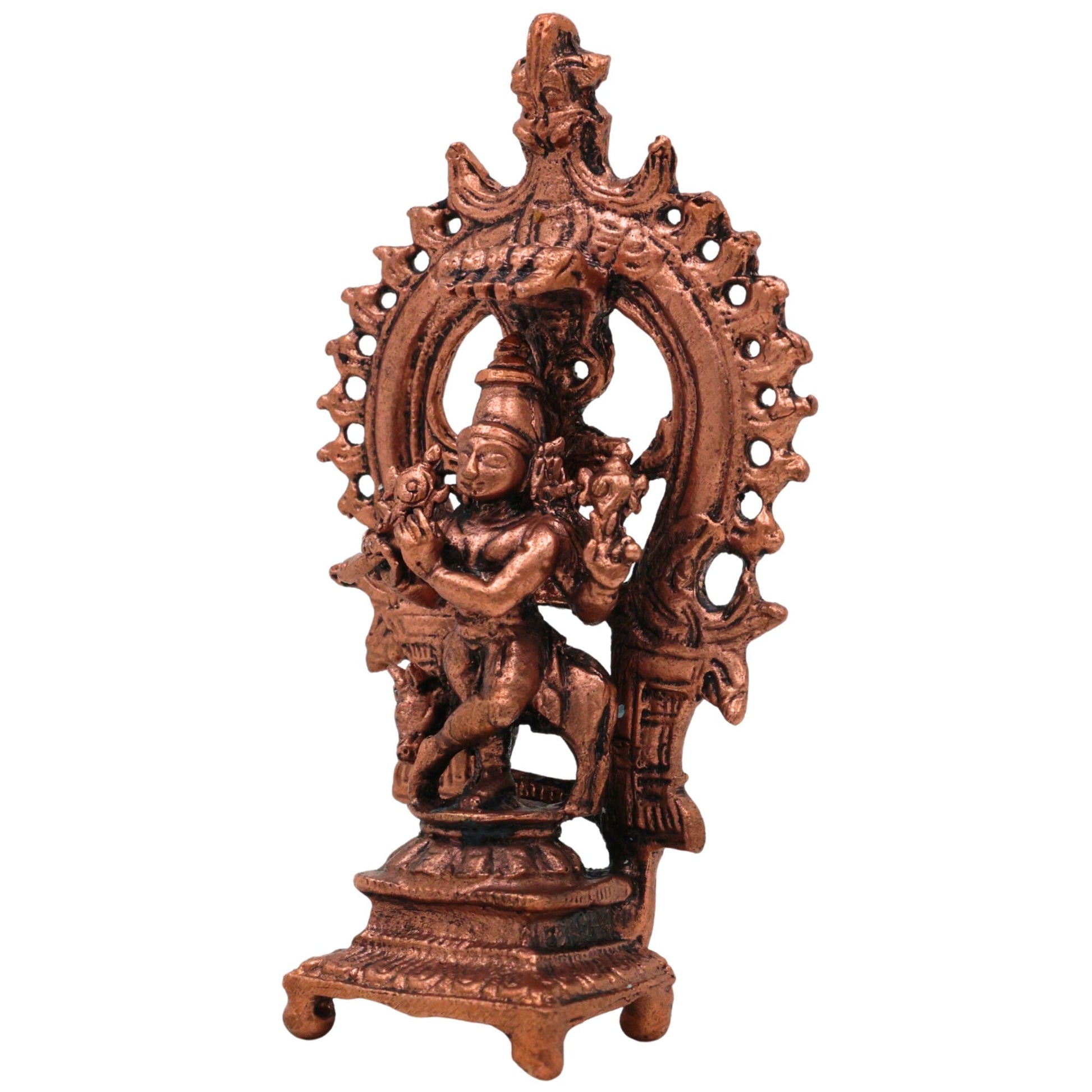 Brass Krishna Idol, Bal Gopal Murti, Copper Krishna Statue for Pooja & Decor, Brown, 3 Inch, 1 Piece