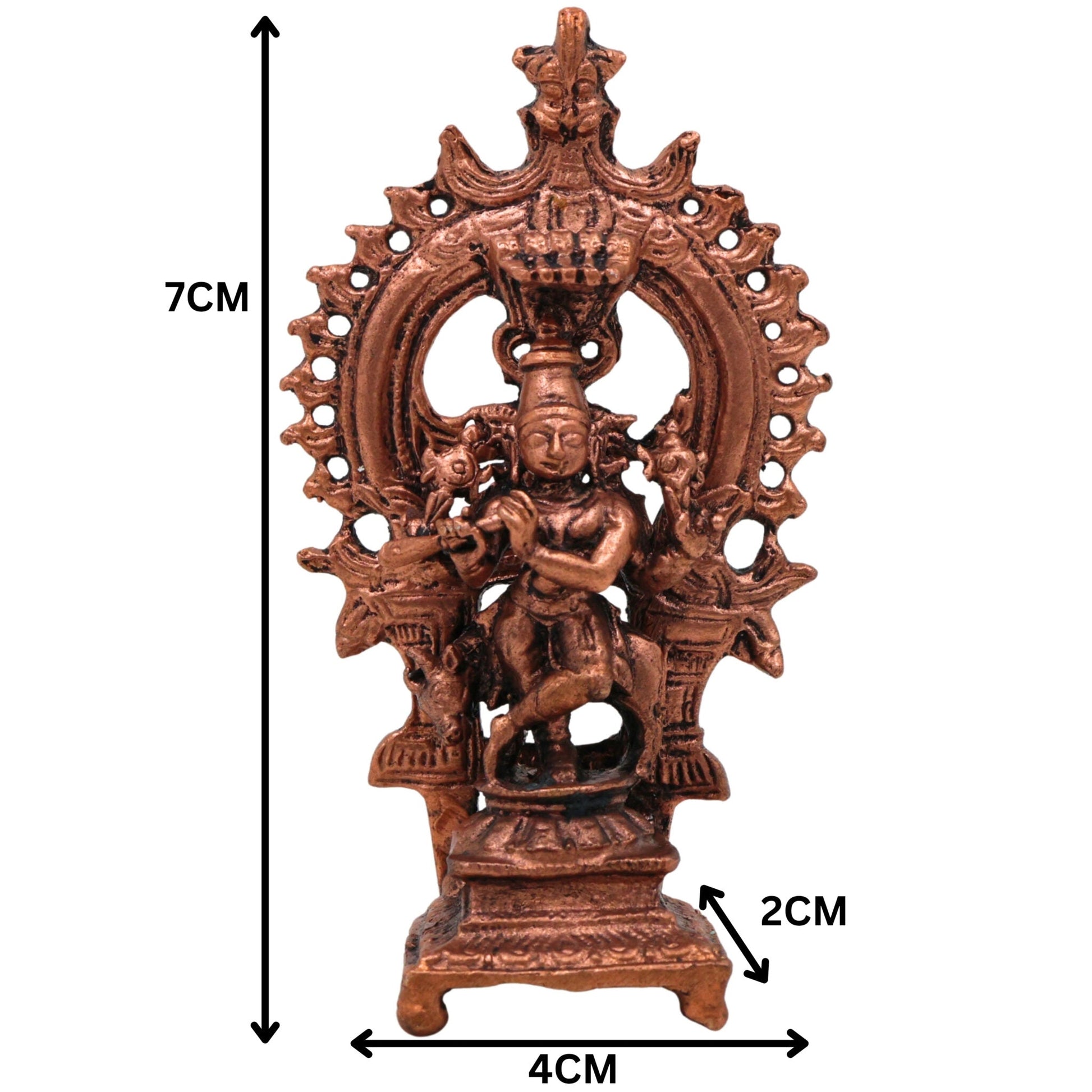 Brass Krishna Idol, Bal Gopal Murti, Copper Krishna Statue for Pooja & Decor, Brown, 3 Inch, 1 Piece