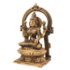 Handcrafted Brass Mahalakshmi Idol with Prabhavali – Shri Lakshmi | Kamala Devi | Ashta Lakshmi | Pital Laxmi Murti for Pooja, Home Temple & Gifting, Gold, 9 Inch, 1 Piece
