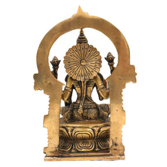 Handcrafted Brass Mahalakshmi Idol with Prabhavali – Shri Lakshmi | Kamala Devi | Ashta Lakshmi | Pital Laxmi Murti for Pooja, Home Temple & Gifting, Gold, 9 Inch, 1 Piece