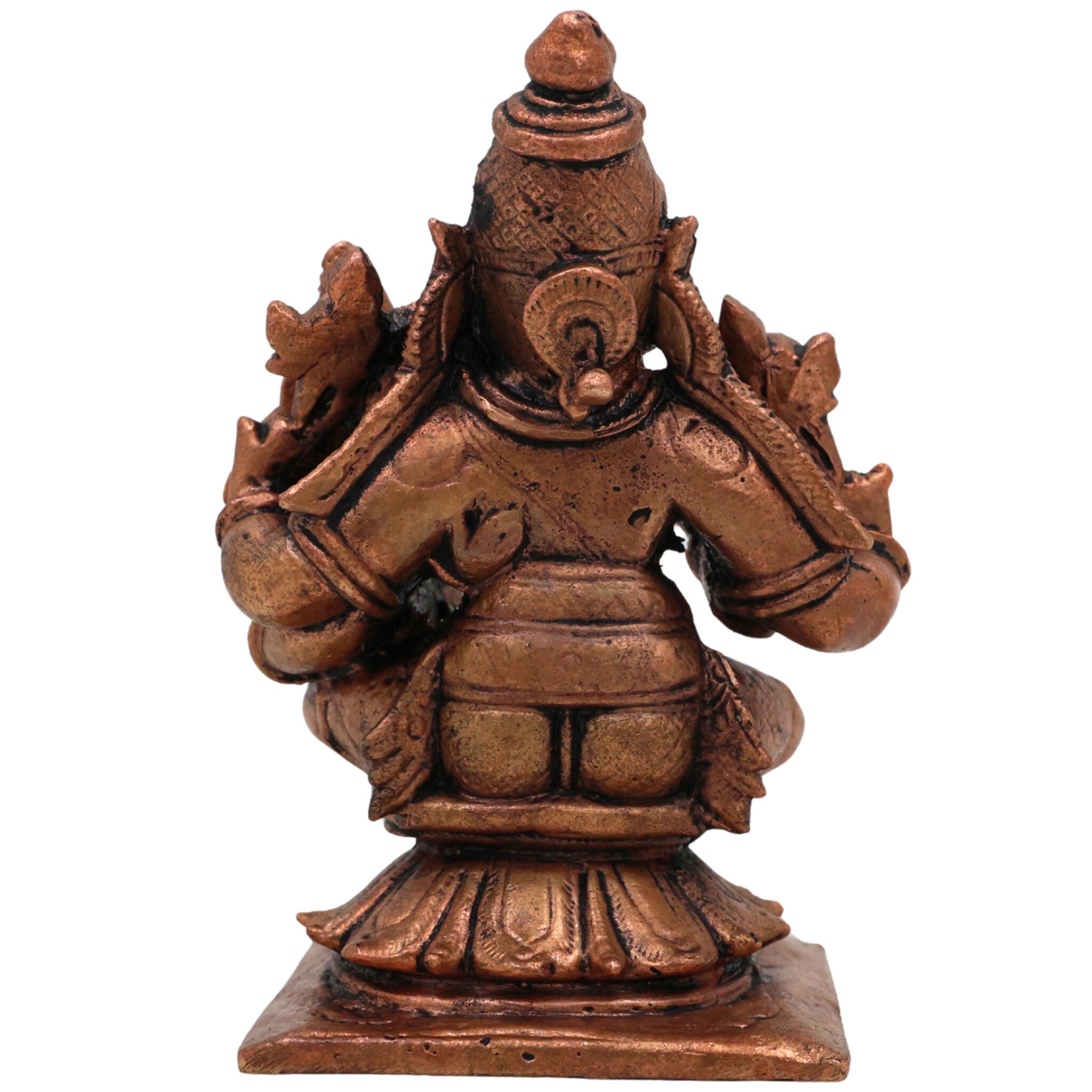 Copper Narasimha Lakshmi Idol, Handcrafted Narasimha Murti, Lakshmi Narayana Statue for Pooja, Home Decor & Gifts, Brown, 3 Inch, 1 Piece