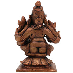 Copper Narasimha Lakshmi Idol, Handcrafted Narasimha Murti, Lakshmi Narayana Statue for Pooja, Home Decor & Gifts, Brown, 3 Inch, 1 Piece