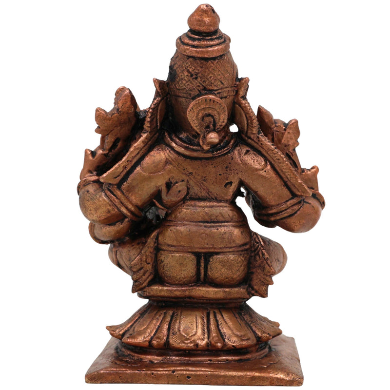 Copper Narasimha Lakshmi Idol, Handcrafted Narasimha Murti, Lakshmi Narayana Statue for Pooja, Home Decor & Gifts, Brown, 3 Inch, 1 Piece