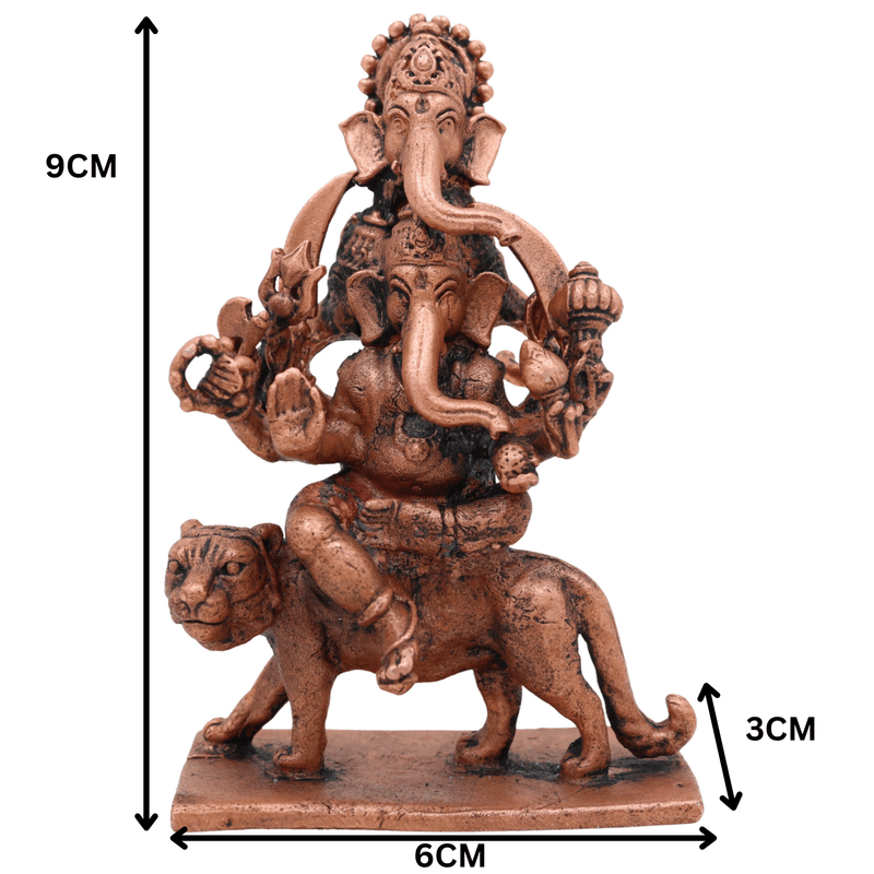 Copper Veer Ganesha Idol,Tamra Veer Ganapati Murti, Thamra Vinayaka Statue, Handcrafted Tamraloha Ganesh Moorti for Pooja, Home Decor & Spiritual Gift, Brown, 3.5 Inch, 1 Piece