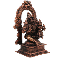 Copper Narasimha Lakshmi Idol, Handcrafted Lakshmi Narasimha Murti for Pooja, Home Decor & Temple, Brown, 4.5 Inch, 1 Piece