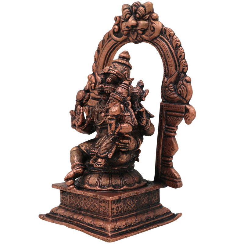 Copper Narasimha Lakshmi Idol, Handcrafted Lakshmi Narasimha Murti for Pooja, Home Decor & Temple, Brown, 4.5 Inch, 1 Piece
