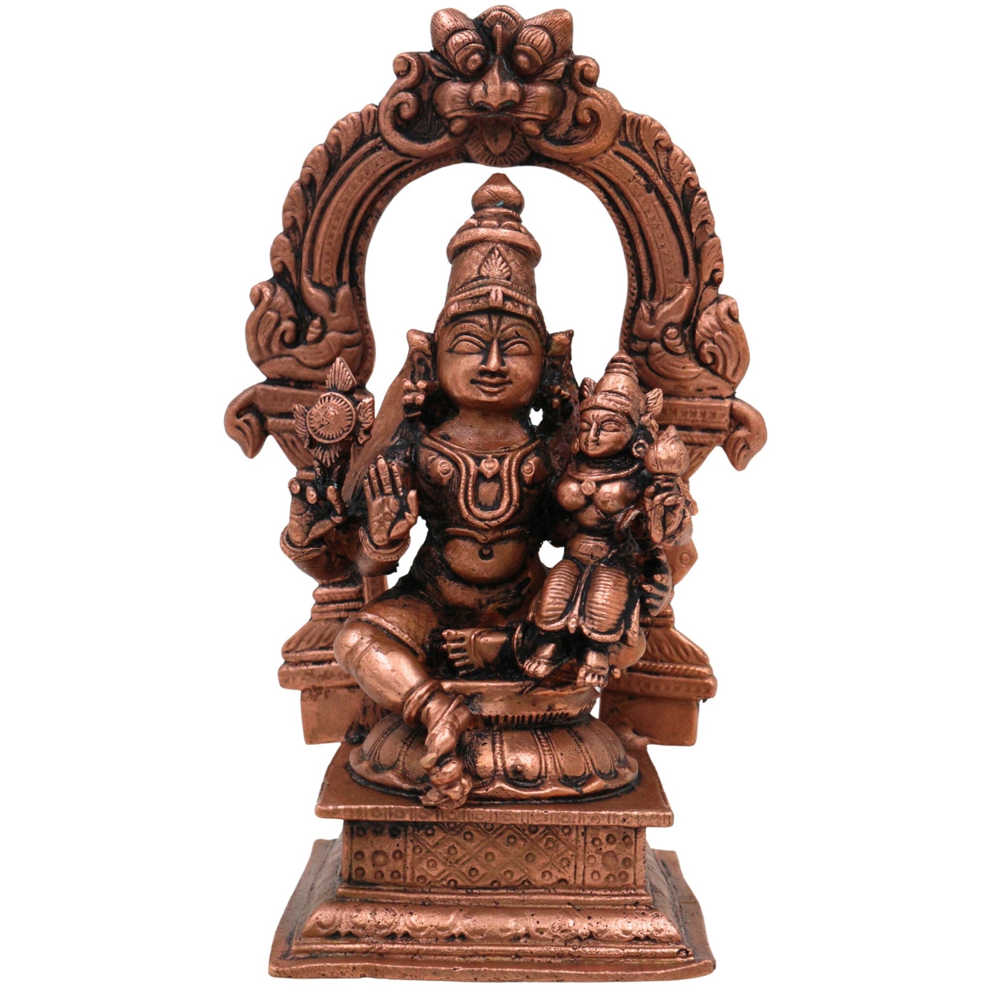 Copper Vishnu Lakshmi Idol,Tamra Lakshmi Narayana Murti, Venkateswara Srinivasa Padmanabha Statue, Handcrafted Pooja Home Decor, Brown, 4.5 Inch, 1 Piece