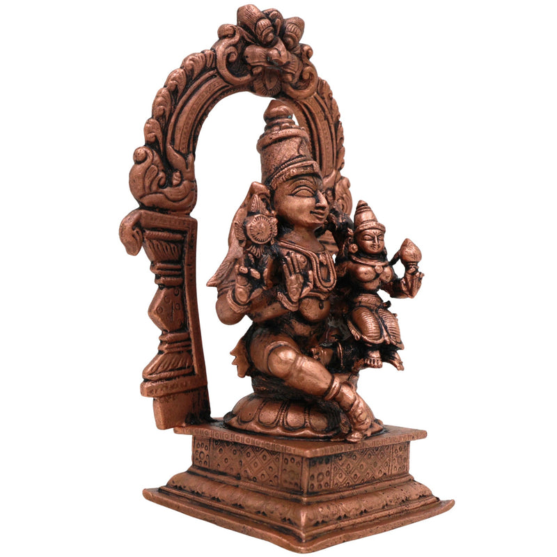 Copper Vishnu Lakshmi Idol,Tamra Lakshmi Narayana Murti, Venkateswara Srinivasa Padmanabha Statue, Handcrafted Pooja Home Decor, Brown, 4.5 Inch, 1 Piece