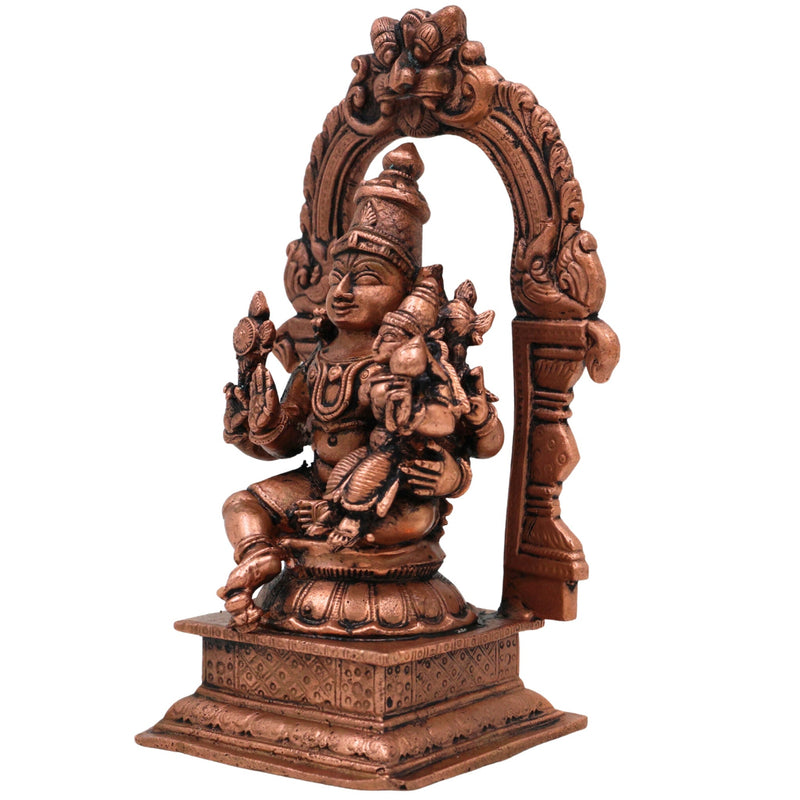 Copper Vishnu Lakshmi Idol,Tamra Lakshmi Narayana Murti, Venkateswara Srinivasa Padmanabha Statue, Handcrafted Pooja Home Decor, Brown, 4.5 Inch, 1 Piece