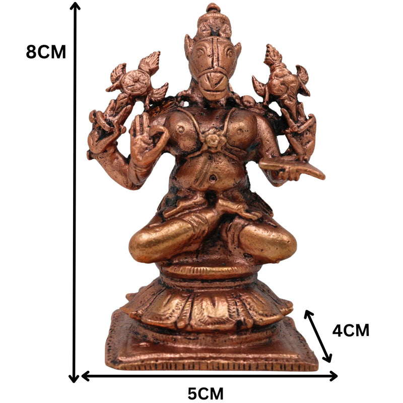 Copper Hayagriva Idol, Handcrafted Tamra Hayagreeva Murti, Sri Hayagriva Perumal, Hayagriva Swamy, Lakshmi Hayagriva Statue for Pooja, Home Temple & Spiritual Decor, Brown, 3 Inch, 1 Piece
