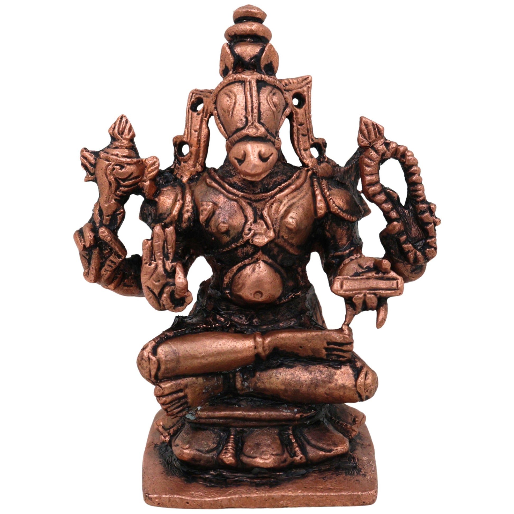 Copper Hayagriva Idol,Tamra Hayagreeva Vigraham, Lakshmi Hayagriva Moorti for Puja, Home Decor & Gifts, Handcrafted Tamraloha Hayagriva Swamy Statue, Brown, 2.5 Inch, 1 Piece