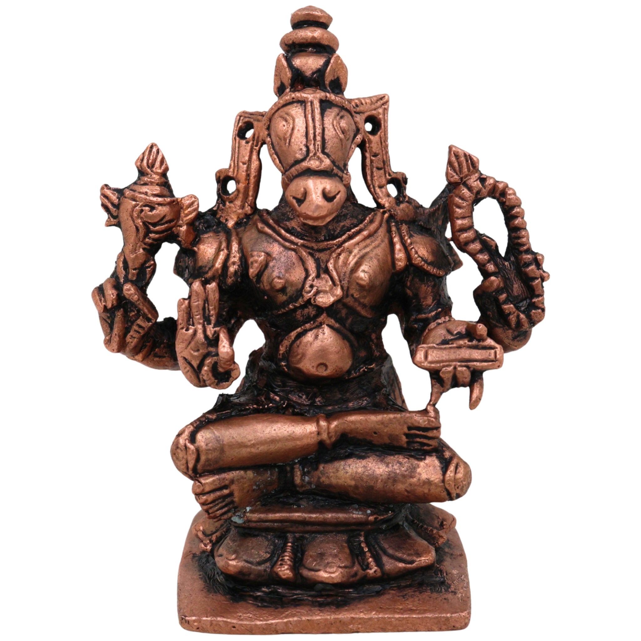 Copper Hayagriva Idol,Tamra Hayagreeva Vigraham, Lakshmi Hayagriva Moorti for Puja, Home Decor & Gifts, Handcrafted Tamraloha Hayagriva Swamy Statue, Brown, 2.5 Inch, 1 Piece