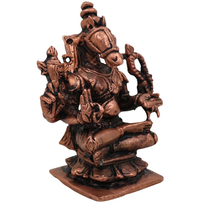 Copper Hayagriva Idol,Tamra Hayagreeva Vigraham, Lakshmi Hayagriva Moorti for Puja, Home Decor & Gifts, Handcrafted Tamraloha Hayagriva Swamy Statue, Brown, 2.5 Inch, 1 Piece