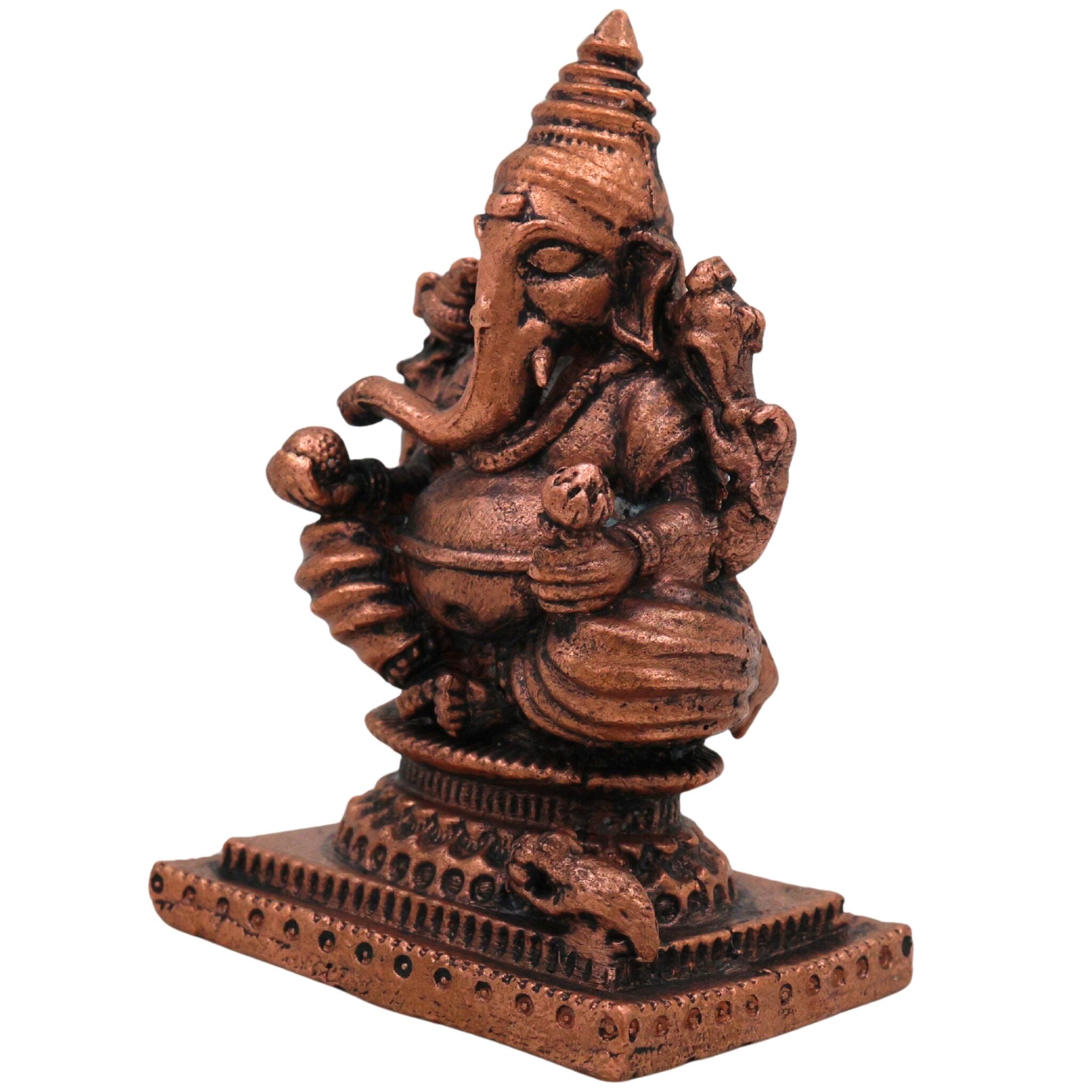 Copper Ganesh Idol, Tamra Ganapati Murti, Siddhivinayak, Vinayaka Home Decor Figurine, Handcrafted Moorti for Pooja & Gifts, Brown, 2.5 Inch, 1 Piece