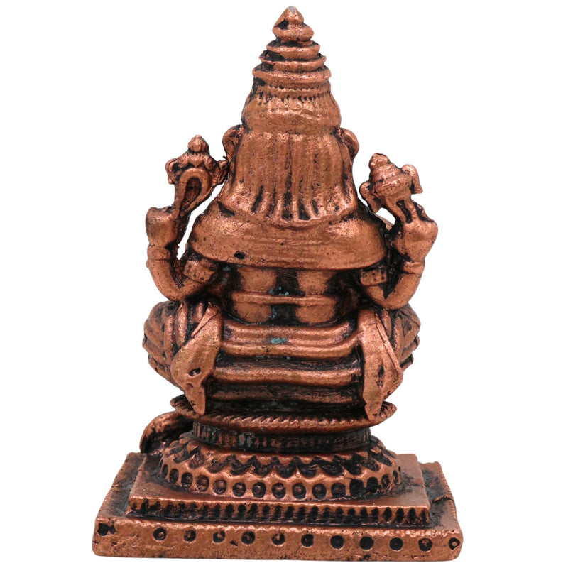 Copper Ganesh Idol, Tamra Ganapati Murti, Siddhivinayak, Vinayaka Home Decor Figurine, Handcrafted Moorti for Pooja & Gifts, Brown, 2.5 Inch, 1 Piece