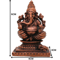 Copper Ganesh Idol, Tamra Ganapati Murti, Siddhivinayak, Vinayaka Home Decor Figurine, Handcrafted Moorti for Pooja & Gifts, Brown, 2.5 Inch, 1 Piece