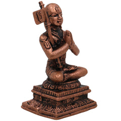 Copper Madhvacharya Idol, Shri Madhva Murti, Anandatirtha Dvaita Vedanta Figurine, Purnaprajna Tirtha Statue for Pooja & Home Decor, Brown, 2 Inch, 1 Piece