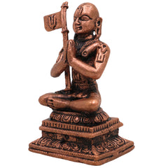 Copper Madhvacharya Idol, Shri Madhva Murti, Anandatirtha Dvaita Vedanta Figurine, Purnaprajna Tirtha Statue for Pooja & Home Decor, Brown, 2 Inch, 1 Piece