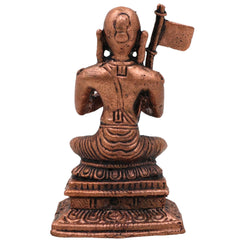 Copper Madhvacharya Idol, Shri Madhva Murti, Anandatirtha Dvaita Vedanta Figurine, Purnaprajna Tirtha Statue for Pooja & Home Decor, Brown, 2 Inch, 1 Piece