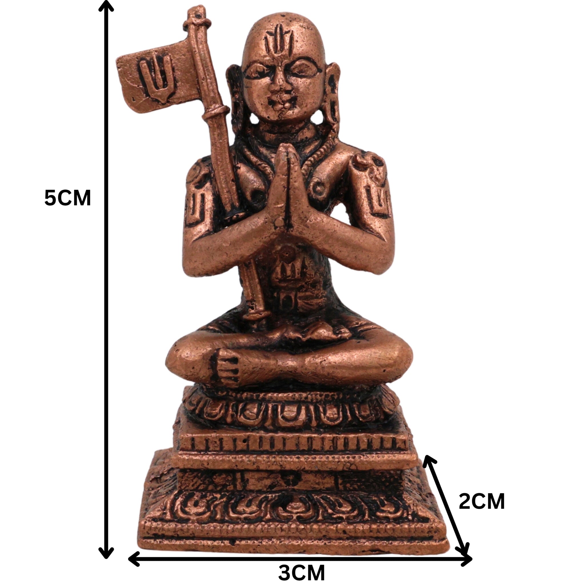 Copper Madhvacharya Idol, Shri Madhva Murti, Anandatirtha Dvaita Vedanta Figurine, Purnaprajna Tirtha Statue for Pooja & Home Decor, Brown, 2 Inch, 1 Piece