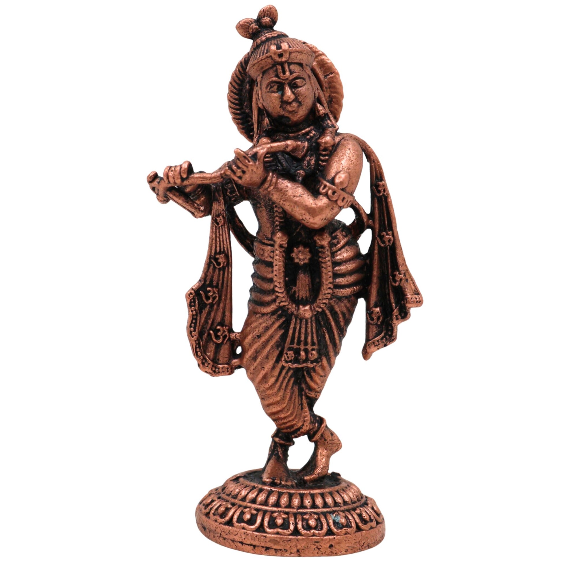 Copper Krishna Idol, Shree Krishna Moorti, Bal Gopal Figurine for Pooja & Home Decor, Brown, 2.5 Inch, 1 Piece