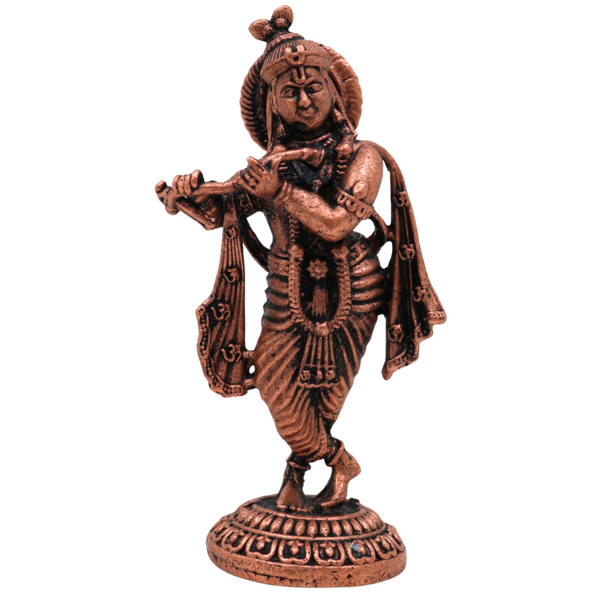 Copper Krishna Idol, Shree Krishna Moorti, Bal Gopal Figurine for Pooja & Home Decor, Brown, 2.5 Inch, 1 Piece